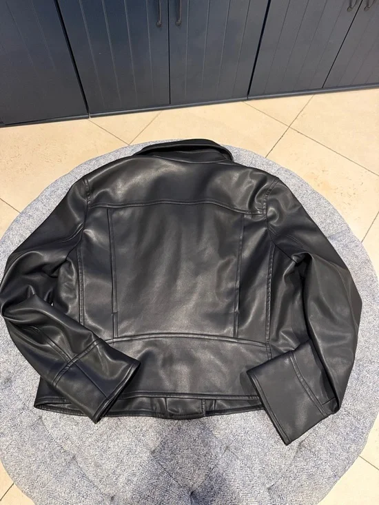 Banana Republic Black Vegan Leather Moto Jacket XL EUC - Picture 4 of 4